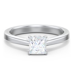 Classic Solitaire Engagement Ring with Peek-a-Boo Accent Diamond – 14K White Gold with Diamond