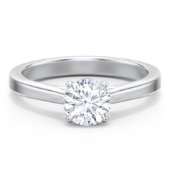 Classic Solitaire Engagement Ring with Peek-a-Boo Accent Diamond – 14K White Gold with Diamond
