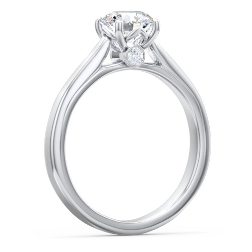 Classic Solitaire Engagement Ring with Peek-a-Boo Accent Diamond – 14K White Gold with Diamond