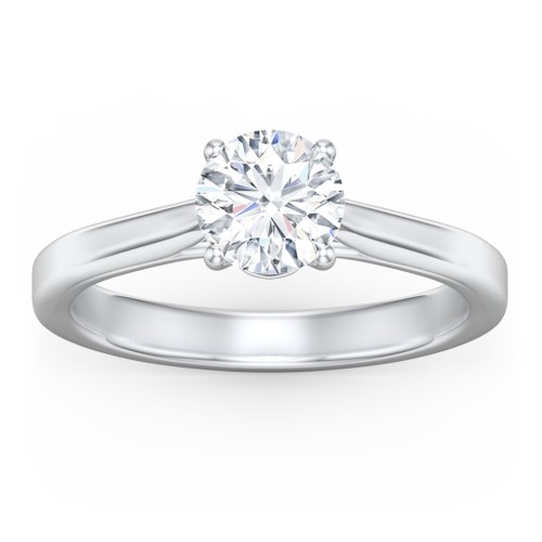 Classic Solitaire Engagement Ring with Peek-a-Boo Accent Diamond – 14K White Gold with Diamond