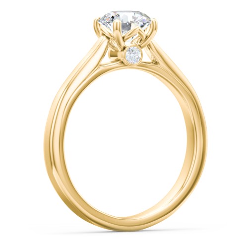 Classic Solitaire Engagement Ring with Peek-a-Boo Accent Diamond – 10K Yellow Gold with Diamond