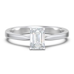 Classic Solitaire Engagement Ring with White Gold Setting – 14K White Gold