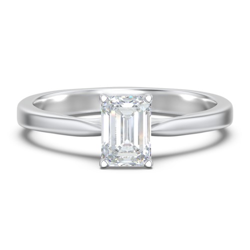 Classic Solitaire Engagement Ring with White Gold Setting – 14K White Gold