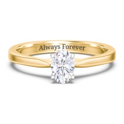 Classic Solitaire Engagement Ring with White Gold Setting in 10K Solid Yellow Gold with 04LABDIAM-OV-0.50-VS2-G-G
