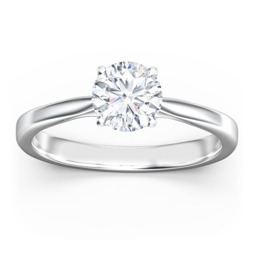 Classic Solitaire Engagement Ring with White Gold Setting – 14K White Gold