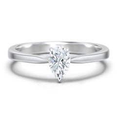 Classic Solitaire Engagement Ring with White Gold Setting – 14K White Gold