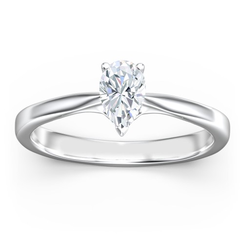 Classic Solitaire Engagement Ring with White Gold Setting – 14K White Gold