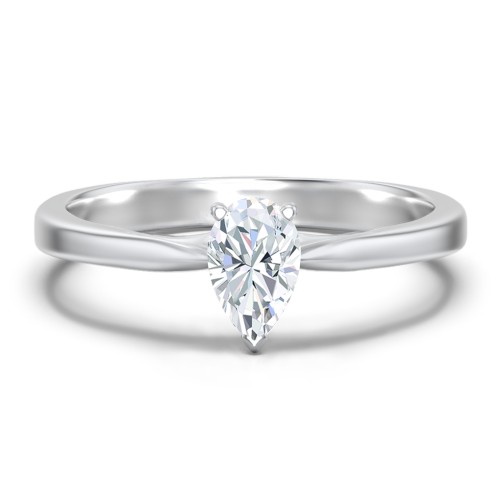 Classic Solitaire Engagement Ring with White Gold Setting – 14K White Gold