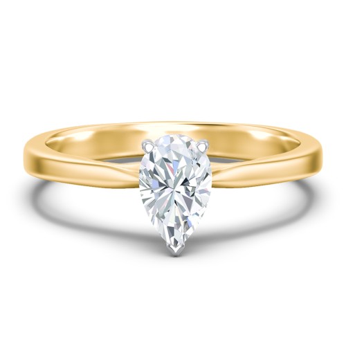 Classic Solitaire Engagement Ring with White Gold Setting – 10K Yellow Gold