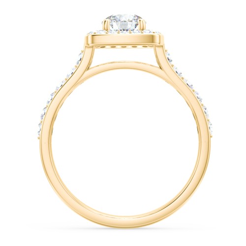 Diamond Solitaire Engagement Ring with Cushion Halo and Accents