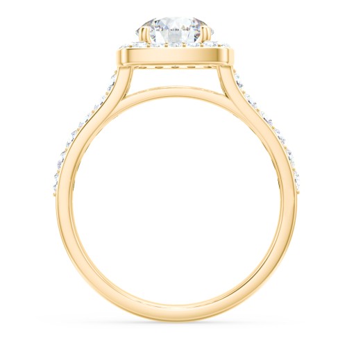 Diamond Solitaire Engagement Ring with Cushion Halo and Accents