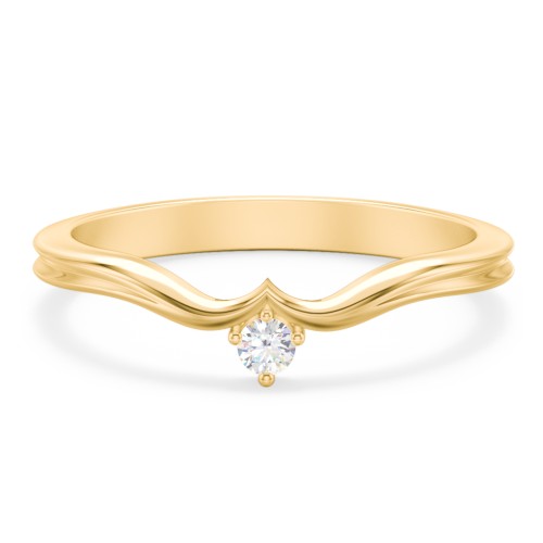 Solitaire Contour Band – 10K Yellow Gold with Diamond