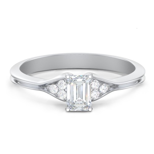 Diamond Engagement Ring with Cluster Side Accents