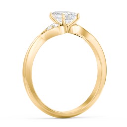 Diamond Engagement Ring with Cluster Side Accents in 10K Solid Yellow Gold