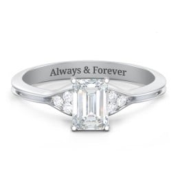 Diamond Engagement Ring with Cluster Side Accents