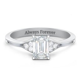 Diamond Engagement Ring with Cluster Side Accents