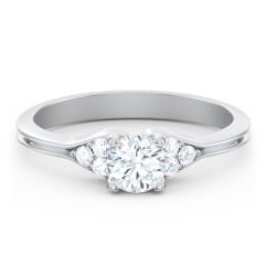 Diamond Engagement Ring with Cluster Side Accents