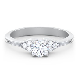 Diamond Engagement Ring with Cluster Side Accents