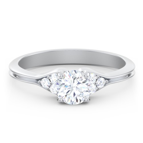 Diamond Engagement Ring with Cluster Side Accents