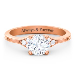 Diamond Engagement Ring with Cluster Side Accents