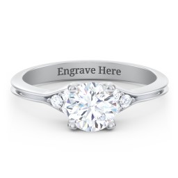 Diamond Engagement Ring with Cluster Side Accents