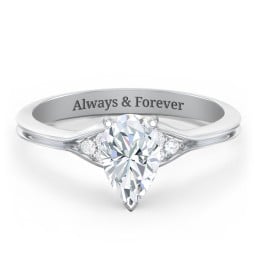 Diamond Engagement Ring with Cluster Side Accents