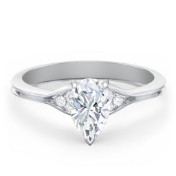 Diamond Engagement Ring with Cluster Side Accents