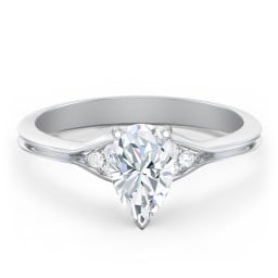 Diamond Engagement Ring with Cluster Side Accents