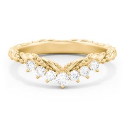 Vintage Beaded Twisted Rope Curved Band with Diamonds