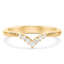 Vintage Beaded V-Shaped Band With Graduated Diamonds