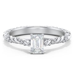 Vintage Solitaire Engagement Ring with Beaded Twisted Rope Band