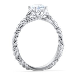 Vintage Solitaire Engagement Ring with Beaded Twisted Rope Band