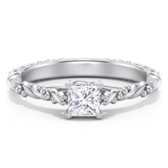 Vintage Solitaire Engagement Ring with Beaded Twisted Rope Band