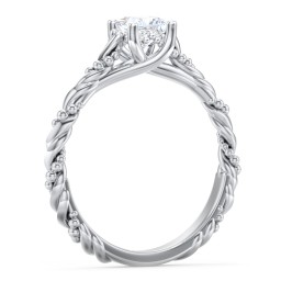 Vintage Solitaire Engagement Ring with Beaded Twisted Rope Band