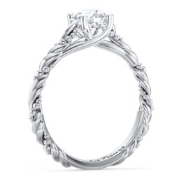 Vintage Solitaire Engagement Ring with Beaded Twisted Rope Band