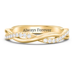 Twisted Infinity Band with Accents in 10K Solid Yellow Gold with Diamond