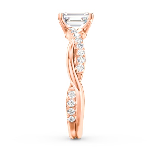 Twisted Infinity Engagement Ring with Side Stones – 10K Rose Gold with Lab Diamond