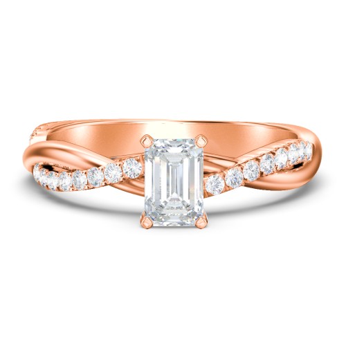 Twisted Infinity Engagement Ring with Side Stones – 10K Rose Gold with Lab Diamond