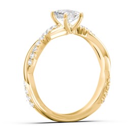 Twisted Infinity Engagement Ring with Side Stones in 10K Solid Yellow Gold