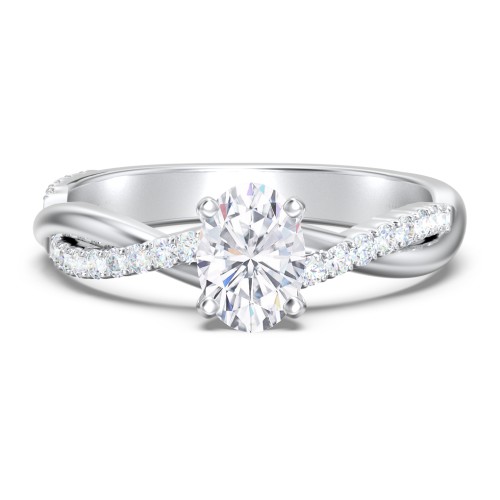 Twisted Infinity Engagement Ring with Side Stones – 14K White Gold with Lab Diamond