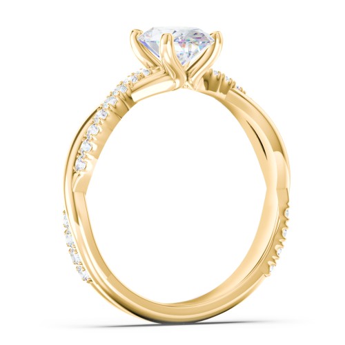 Twisted Infinity Engagement Ring with Side Stones – 10K Yellow Gold with Lab Diamond
