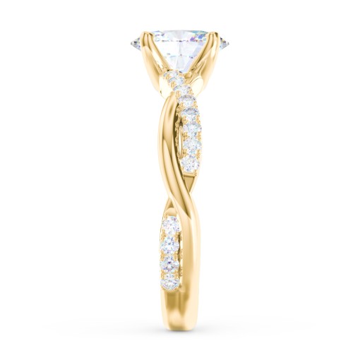 Twisted Infinity Engagement Ring with Side Stones – 10K Yellow Gold with Lab Diamond