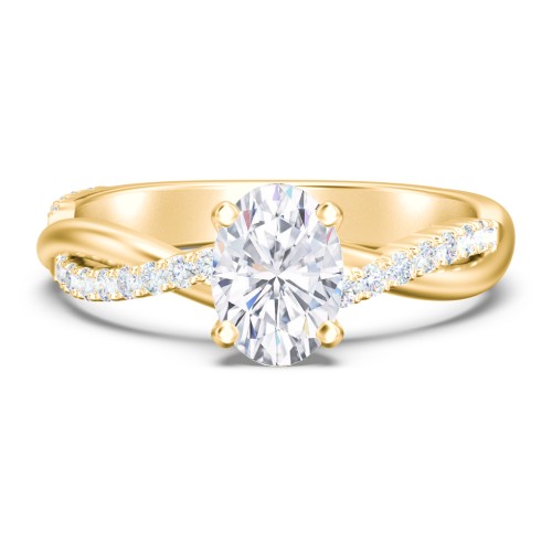 Twisted Infinity Engagement Ring with Side Stones – 10K Yellow Gold with Lab Diamond
