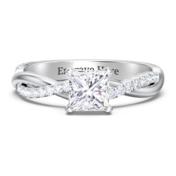 Twisted Infinity Engagement Ring with Side Stones