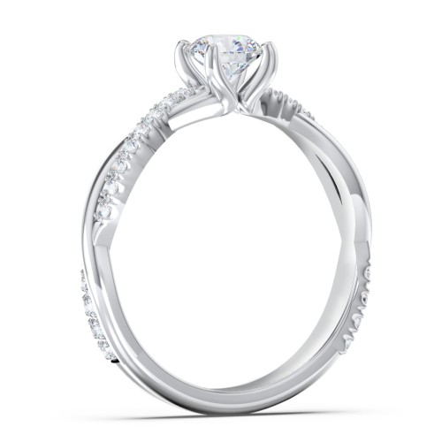 Twisted Infinity Engagement Ring with Side Stones – 14K White Gold with Lab Diamond