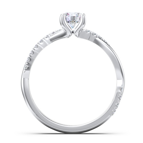 Twisted Infinity Engagement Ring with Side Stones – 14K White Gold with Lab Diamond