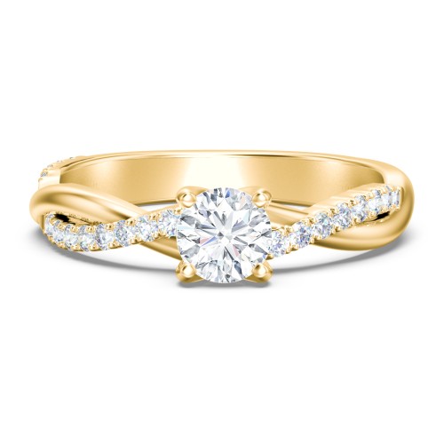 Twisted Infinity Engagement Ring with Side Stones – 10K Yellow Gold with Lab Diamond