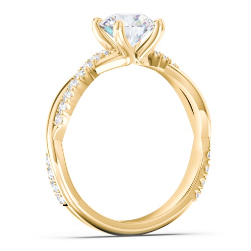Twisted Infinity Engagement Ring with Side Stones – 10K Yellow Gold with Lab Diamond