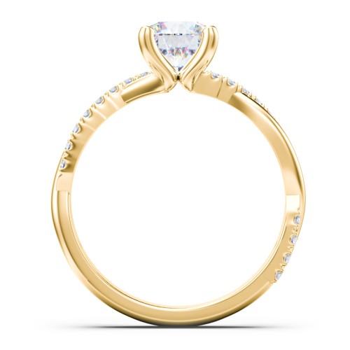 Twisted Infinity Engagement Ring with Side Stones – 10K Yellow Gold with Lab Diamond