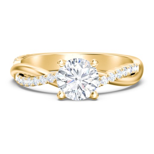 Twisted Infinity Engagement Ring with Side Stones – 10K Yellow Gold with Lab Diamond